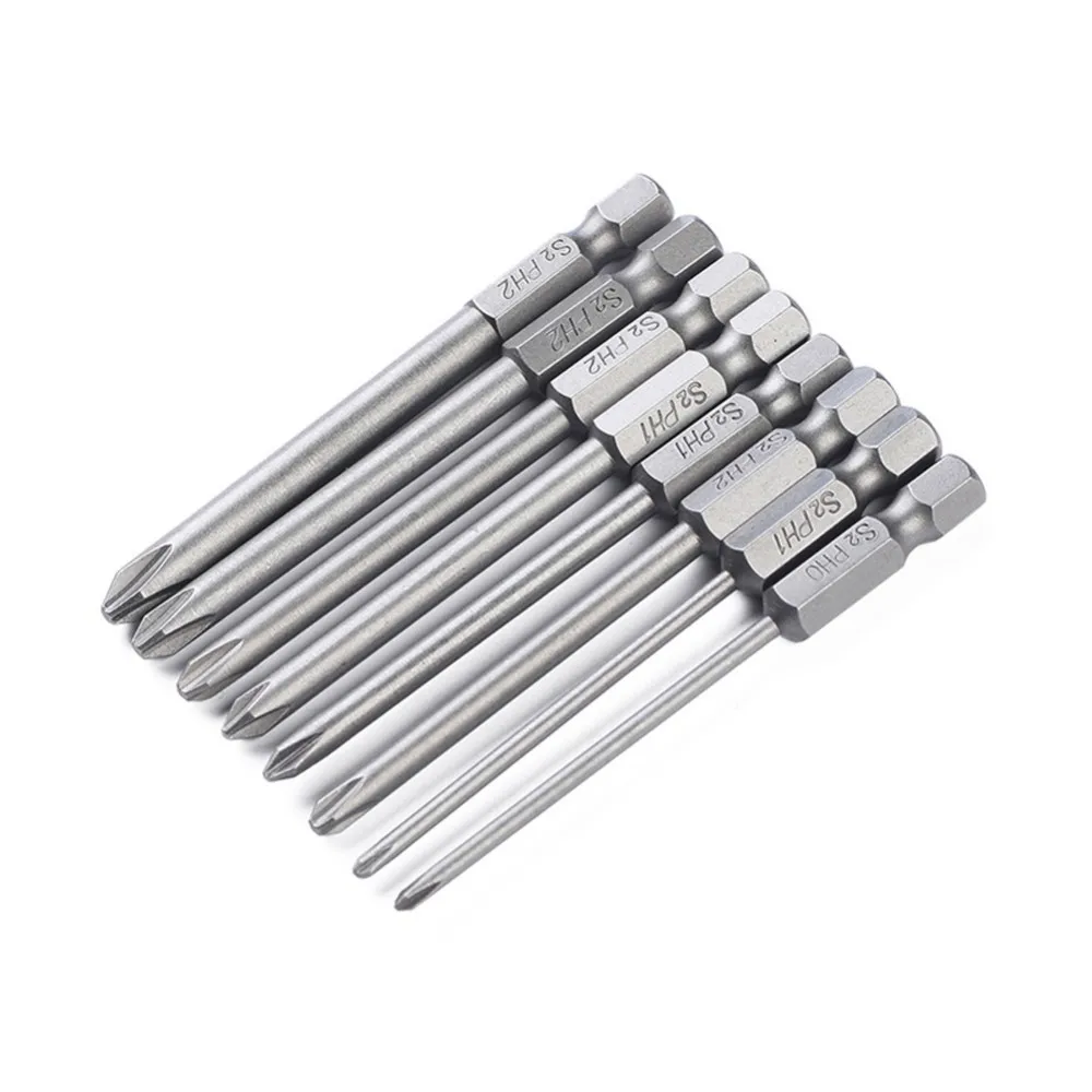

8pcs 75mm Long Magnetic Head Cross Hex Alloy Steel Screwdriver Bits Set