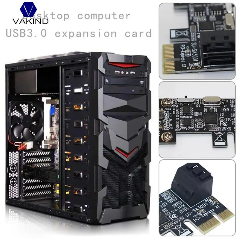 VAKIND PCI Express to 2 Ports SATA 3.0 Card 6Gbps PCI-E SATA PCIE SSD Adapter Low Bracket Computer Components IPFS HDD Mining SA
