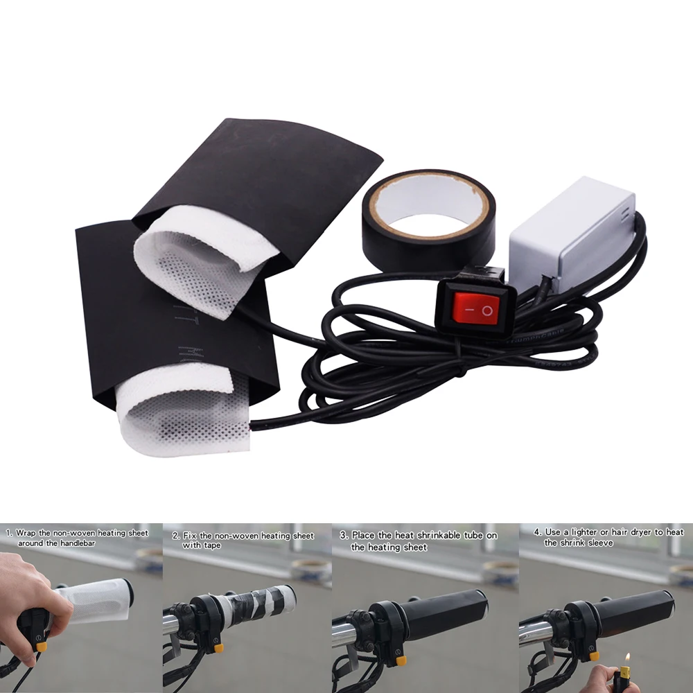

20V-100V Electromobile Electrothermal Handlebar Cover Motorbike Refitment Warm Heated Grip Kit