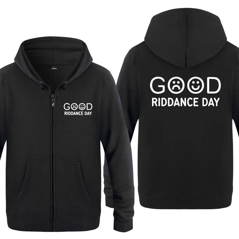 buy Good Riddance Day Creative Novelty Sweatshirts Men 2018 Mens Zipper Hooded Fleece Hoodies Cardigans