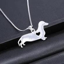Модели таксы, животных, щенков, ожерелья, собаки, любимого питомца, спасательные, серебристого цвета, полые сердца, милые памятные подвески, колье, Прямая поставка