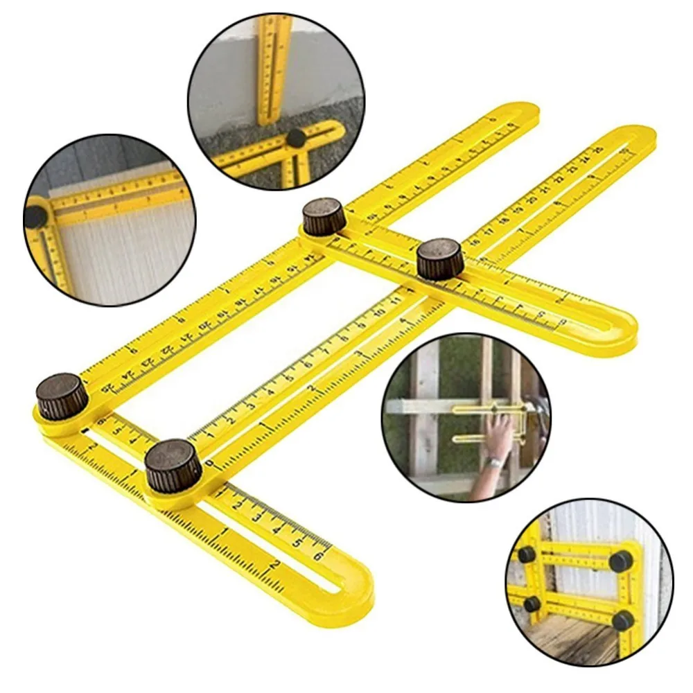

Multi Angle Ruler Template 4 Folding Angle Measuring Tool Instrument Brick Tile Wood Corner Products Foldable Ruler Protractor
