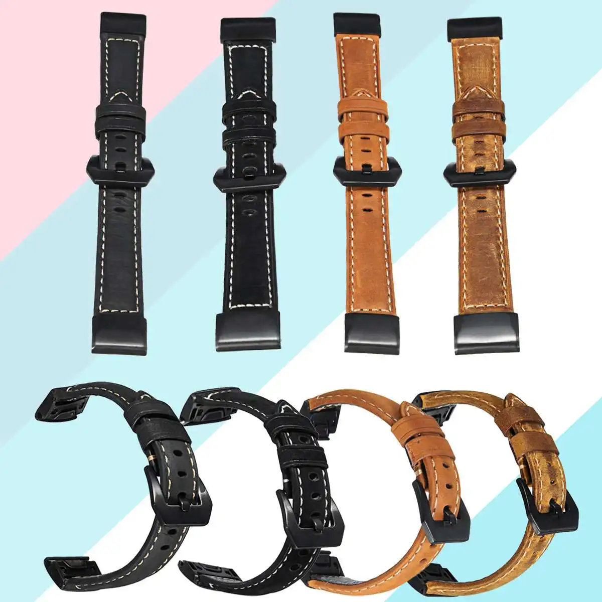 

Quick Easy Fit Release Genuine Luxury Leather Strap Band For Garmin Fenix 5/5x Sport Strap Watch Band Wristband
