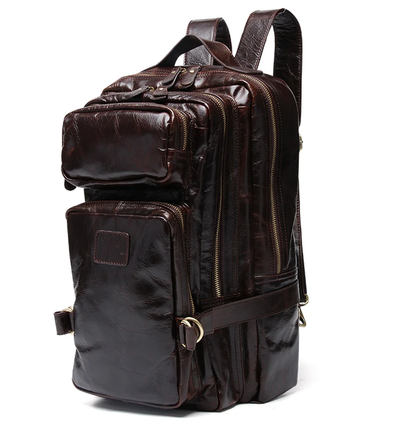 Sac A Dos En Cuir Veritable Pour Hommes Ciree D Huile De Classe Superieure Sac A Dos De Voyage Sac D Ecole Pour Hommes Sac D Alpinisme Masculin Aliexpress
