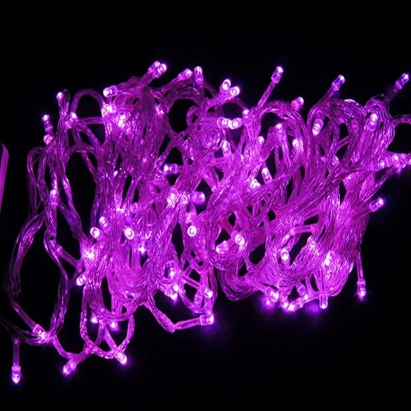 Светодиодная гирлянда 10 м 100 светодиодная гирлянда мерцание наружные украшения для дома на Рождество фиолетовый свет Светодиодная лента