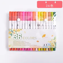 36 цветов/коробка, Двойные головки, художественные маркеры, профессиональные акварельные кисти, ручка для рисования, канцелярские принадлежности, Kawaii, Канцелярский набор