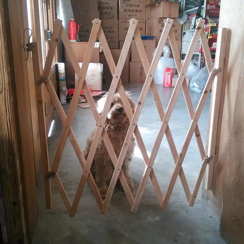 Складной Барьер для кошек, собак, деревянные бамбуковые защитные ворота, расширяющиеся распашные двери для щенков, простой растягивающийся деревянный забор