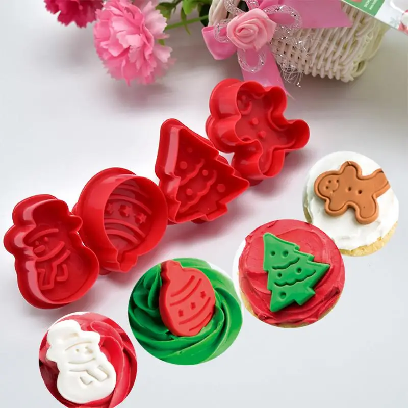 4pcs Set DIY Baking Christmas Snowman Christmas Tree