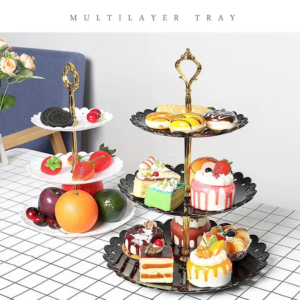 3 Tier Stand Three Layer Fruit Plate Cake Stand Dessert Vegetable