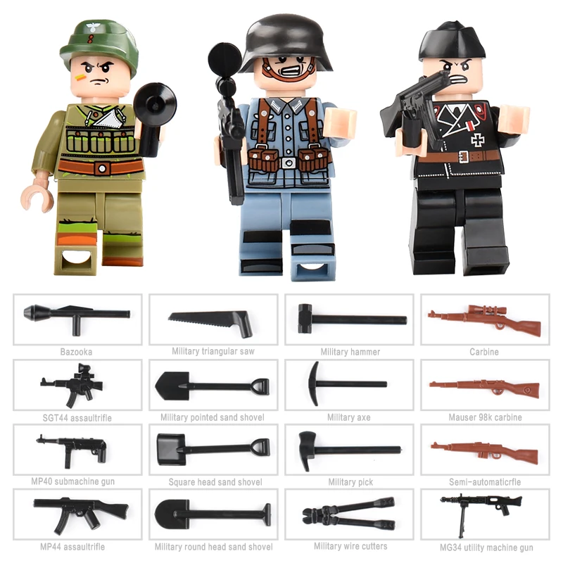 716+pcs Military German King Tiger Tank Building Blocks Compatible Legoed Technic Army Soldier Weapon Bricks Children Gift Toys