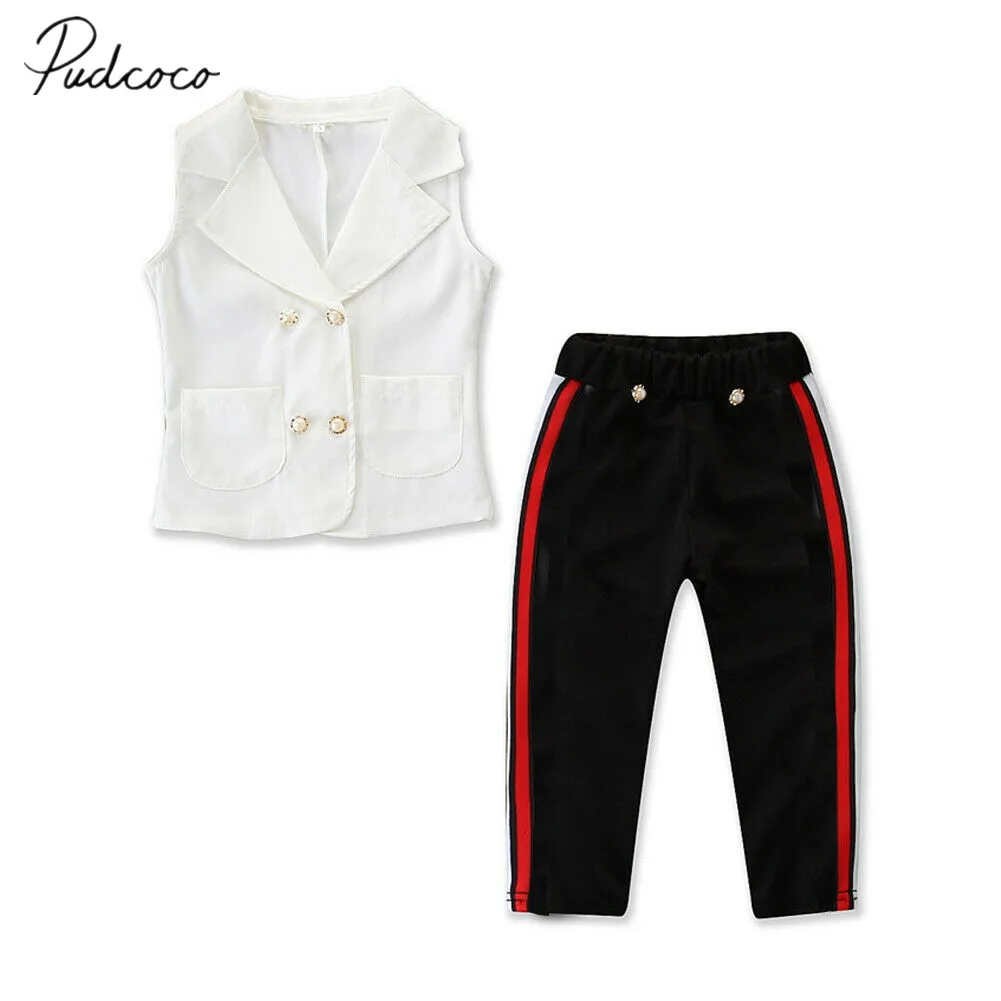 

2019 Children Summer Clothing Toddler Kids Baby Girl Infant Clothes T-shirt Top Long Pants Outfit Sets Tracksuit OL Style 1-7T