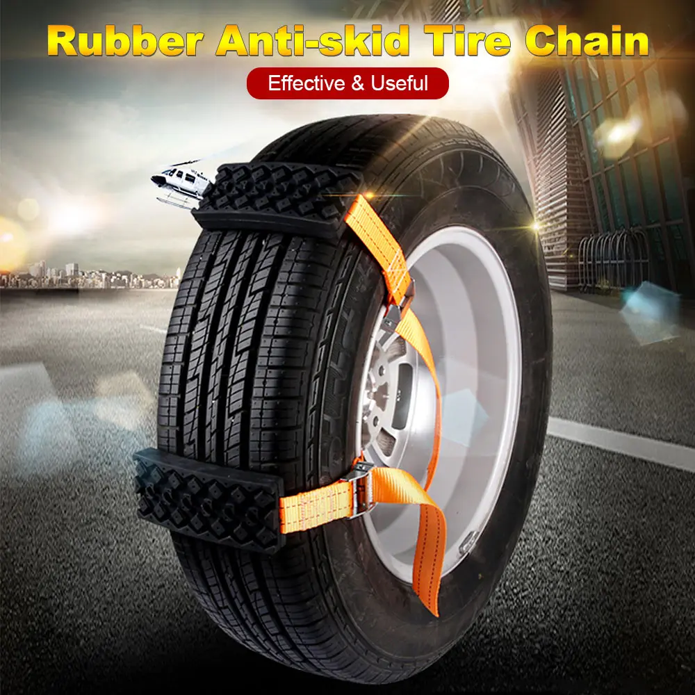 2PCS Tire Chain Strap Snow Chain Rubber Nylon Anti Skid Wheel