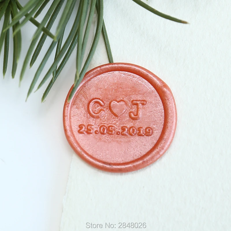 

Custom Two Initials with heart Wax Seal Stamp,wedding invitation seals,wedding gift,personalised wood wax stamp