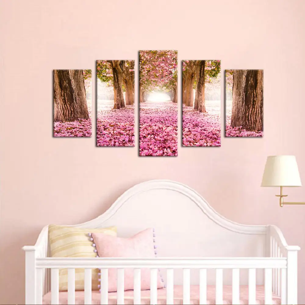

Wulian Painting Modern Pink Cherry Blossom Painting On Canvas Wall Art Prints Posters Home Decoration Without Frame Prints
