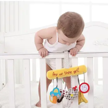 

1 Set Baby Stroller Crib Pendant Funny Music Hanging Rattles with Plush Doll Safety Mirror Sound Paper BB Device