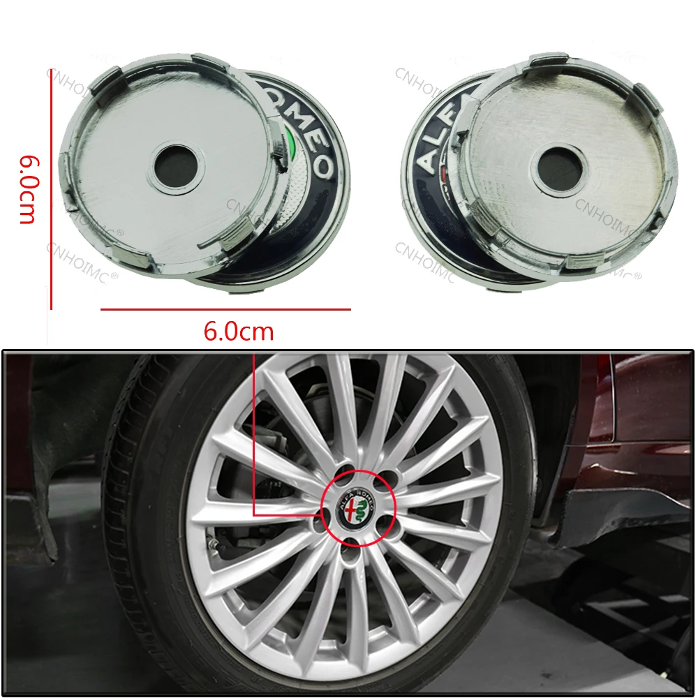 

60mm New Car Wheel Center Hub Cap Wheel Dust-proof Badge Emblem Covers For Alfa Romeo 147 156 166 159 GT Giulia 4pcs Car Styling
