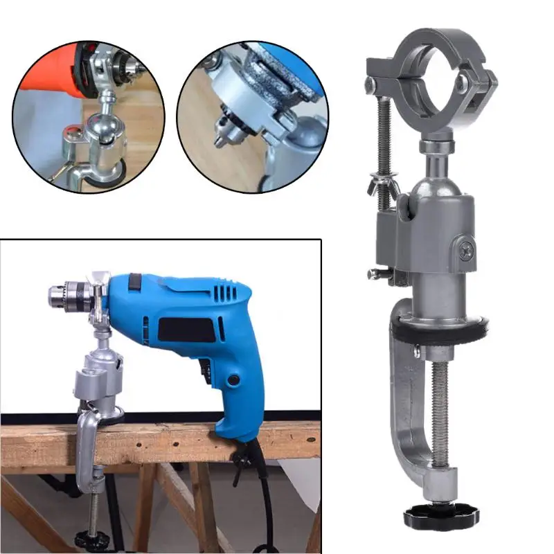 

Universal Clamp-on Bench Vises Holder Mini Electric Drill Stand Make the Grinder Flat 360 Rotating for Woodworking Aluminium