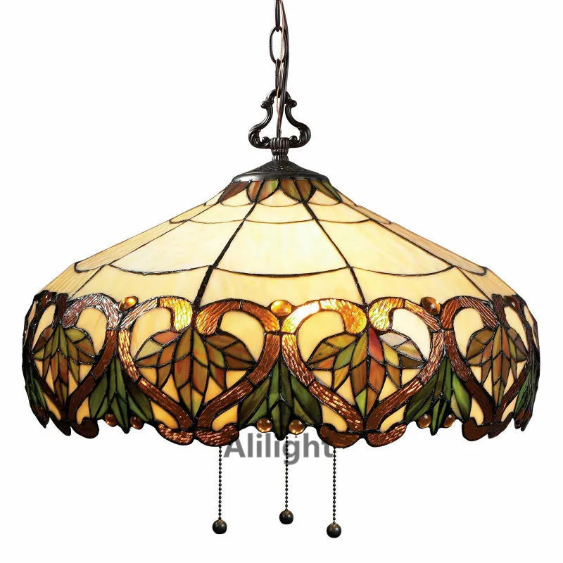 

Handmade 20 Inch Tiffany Pendent Lights Dining Room Chandelier Wrought Decorative Light Fixtures Home Lamps Mediterranean Lamp