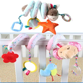 

Infant Kids Baby Early Learn Plush Animal Stroller Hanging Bell Play Toys Gift Cartoon Animal Baby Rattles Mobiles Hot Wholesale