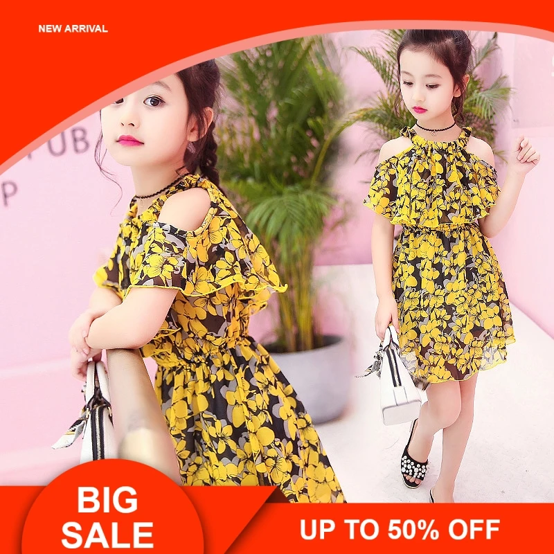 

Summer Party Dresses For Girls Wedding Dresses Floral Print Kids Dresses Summer Sundress 5-12Years Baby Girls Dress
