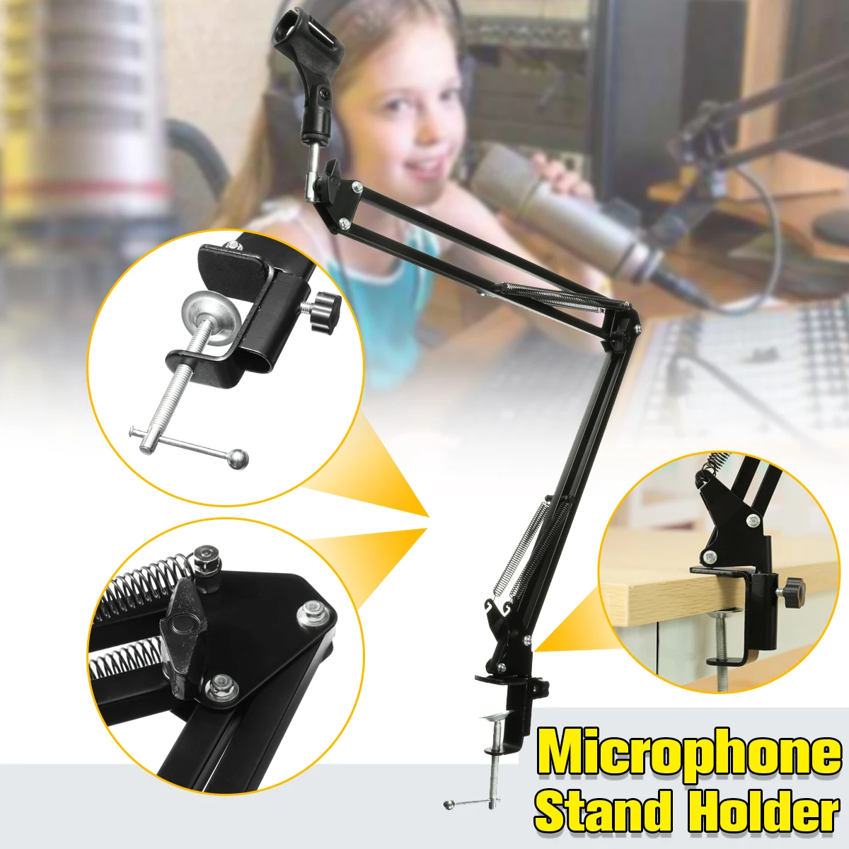

New Recording Microphone Holder Stand Clip Mic Adjustable Suspension Boom Table Bracket With Shock Holder Mount For Micrphones