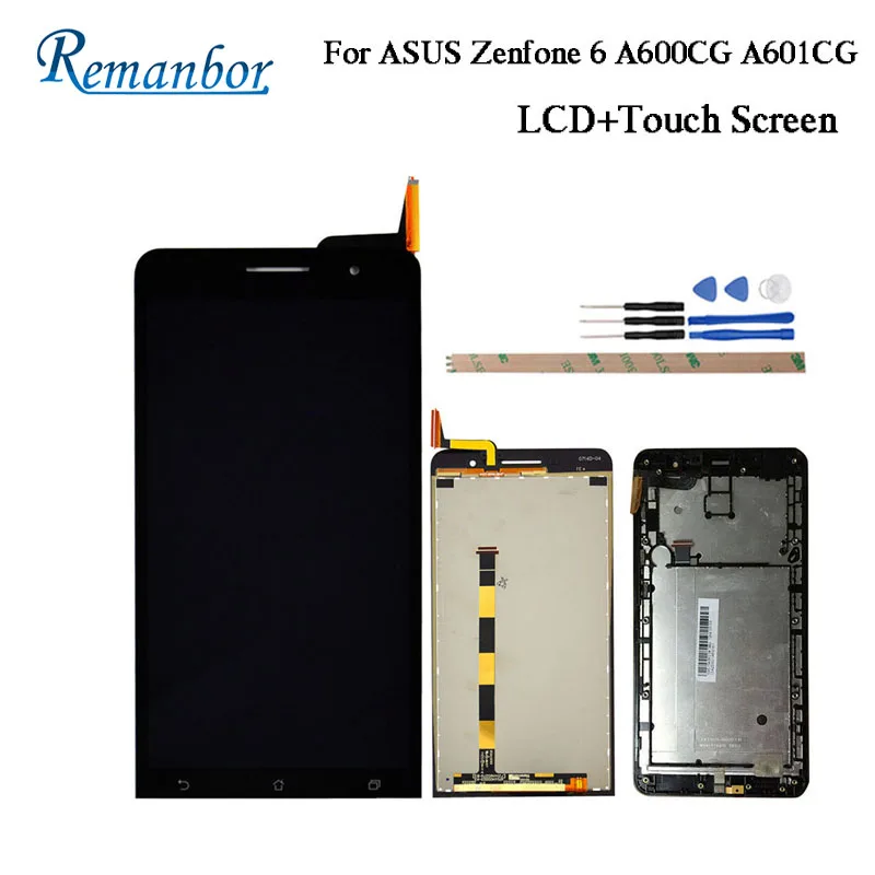 

Remanbor For ASUS Zenfone 6 A600CG A601CG LCD Display And Touch Screen With Frame For ASUS Zenfone 6 Digital Accessory +Tools