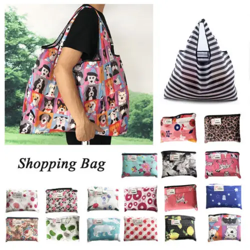 

Waterproof Folding Shoulder Shopper Reuse Tote Beach Shopping Bag Hot Striped Canvas Floral Shopping Bags