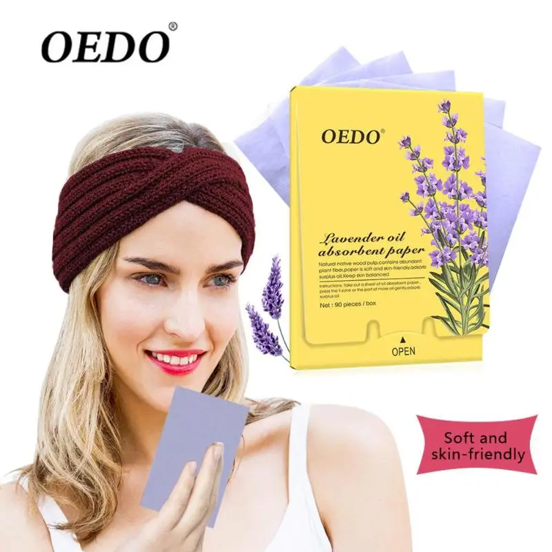 90pcs/box Lavender Oil Absorbent Paper Sheets Face Care Repair Skin