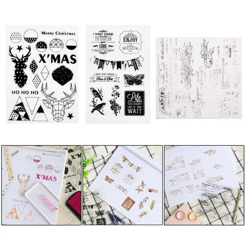 

New Transparent Clear Silicone Stamp Seal For DIY Scrapbooking Photo Album Decorative Rubber Stamps Sheets 8 Styles