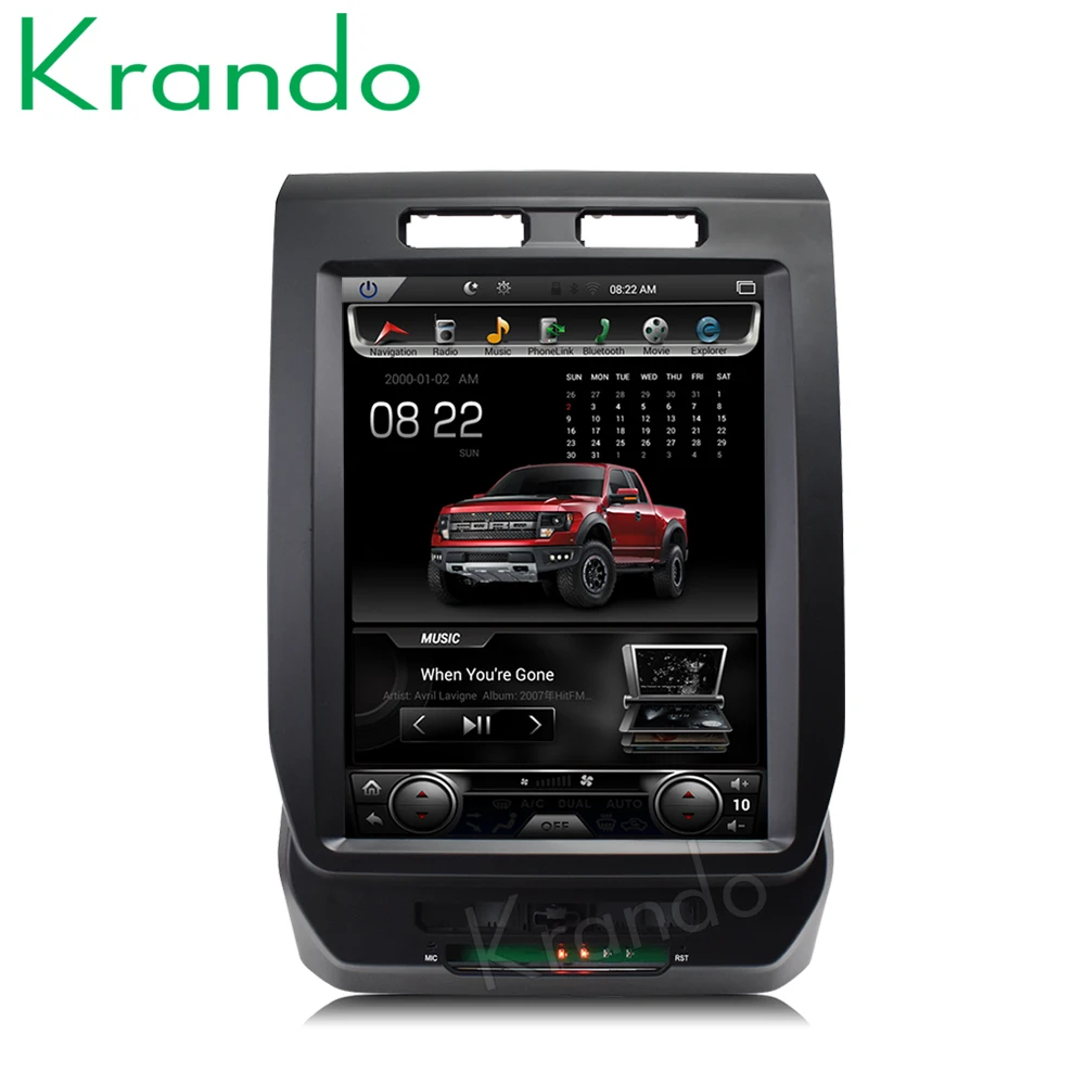 Excellent Krando Android 6.0 12.1" Tesla Vertical touch screen car dvd gps  for FORD F150 2015-2017 gps radio navigation multimedia system 4