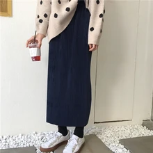 Зимняя плиссированная Плотная юбка для девочек с эластичной резинкой на талии, Женская юбка