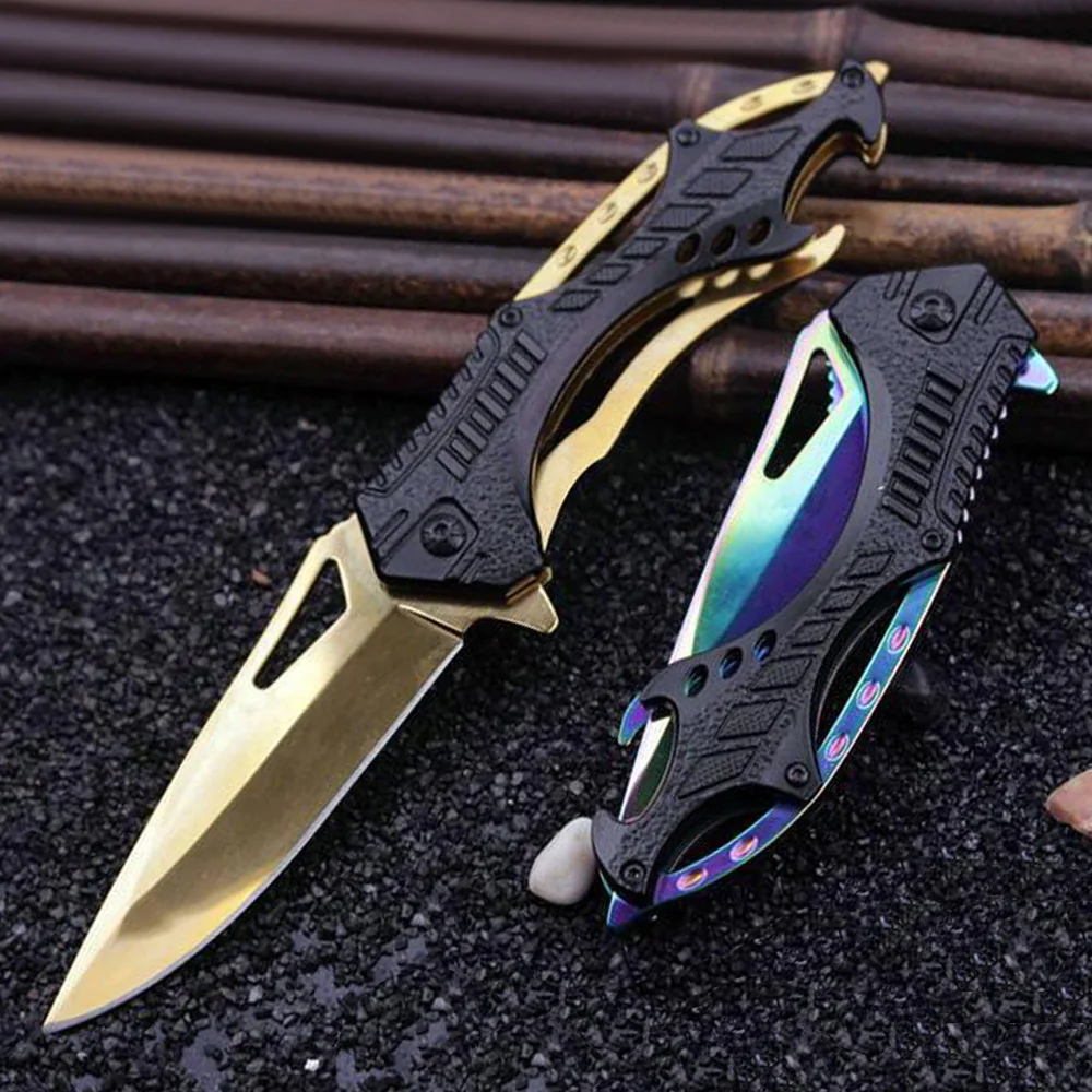 

Super PDR 3 Color Black&Gold&Colorful Pocket Knife Holder Knife Outdoor Folding Knife Hand Tool Folding Knives Damascus Blades