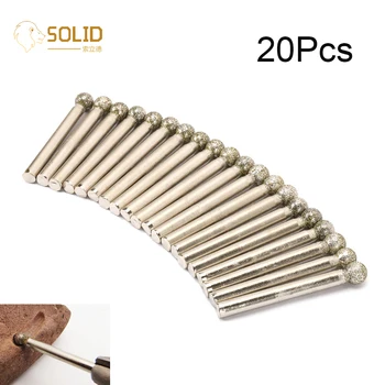 

20Pcs 8mm Spherical Diamond Coated Grinding Head with 1/4" Shank Drill Bits Rotary Tools for Carving and Internal Grinding 60#