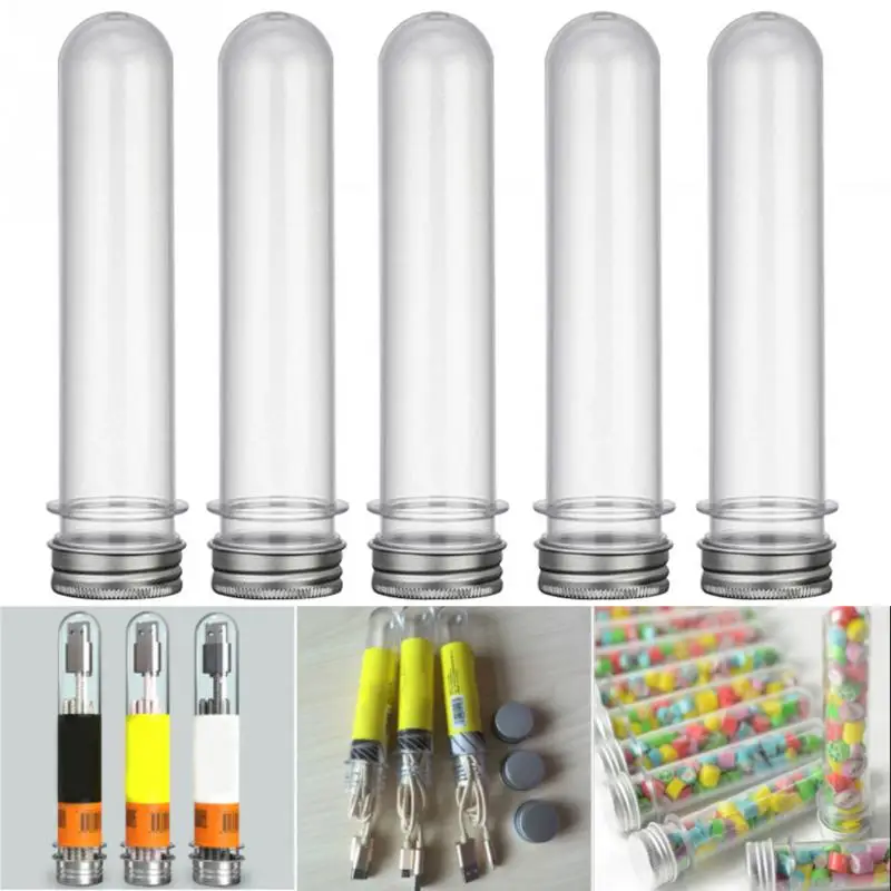 

10Pcs USB Cable Lid Gumball Candy Clear Multi-Purpose Test Tube Plastic 45ml 10pcs