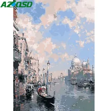 AZQSD масляная краска ing Wharf краска по номерам вода город домашний Декор картина холст DIY Ручная Краска ed Современная K265