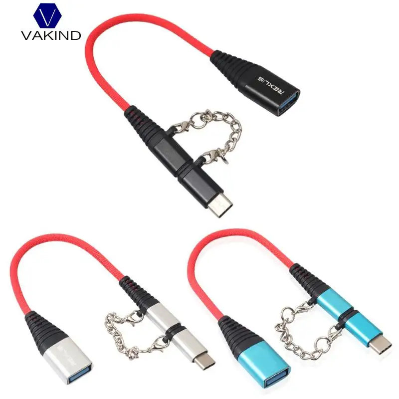 

1Pcs 2 in 1 Type-C Male +Micro USB Male to USB 2.0 Female OTG Adapter Cable Wire Connector for Phone Tablet Three Color