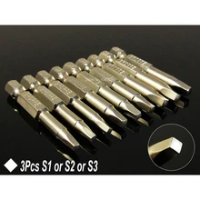 3 размера, набор из 3 шт., 50 мм, отвертка с квадратной головкой, биты 1/4 ''с шестигранным хвостовиком, магнитный Электрический драйвер, биты S1 S2 S3, ручные инструменты S2, сталь