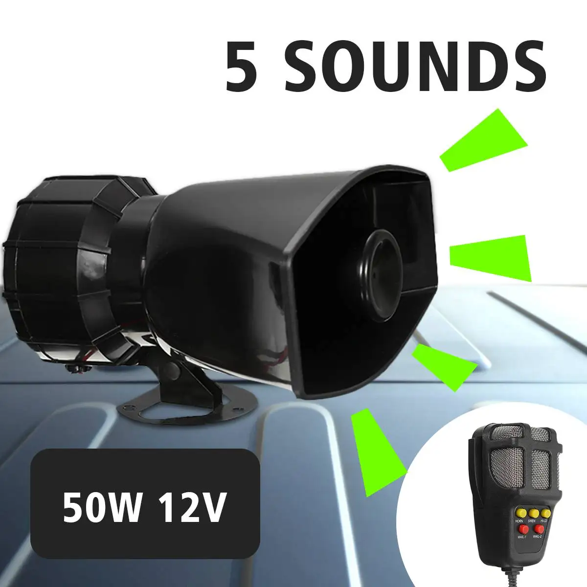 

50W 12V 5 Sounds Motorcycles Car for Van Truck Speaker Loud Siren Horn 105db With MIC