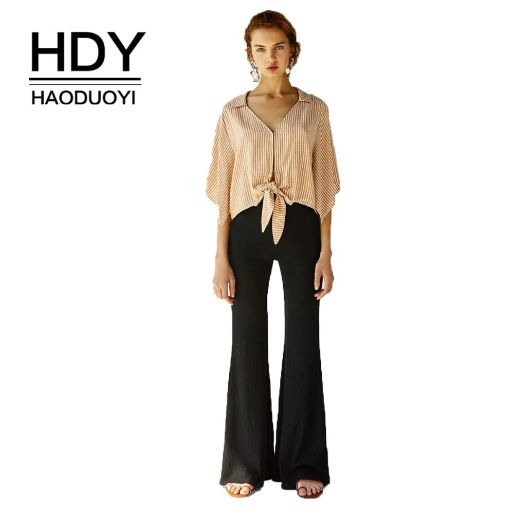 

HDY Haoduoyi Women Draped Thread Slim Slimming Flared Pants Office Lady Temperament Commuting Boot Cut Trousers