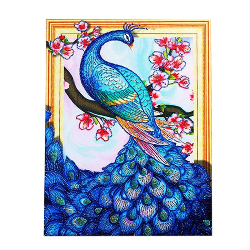 

DIY Diamond Painting Embroidery Peacock Pattern Diamond Painting Rhinestone Home Decoration-Stick Drill Area Size 40X50Cm