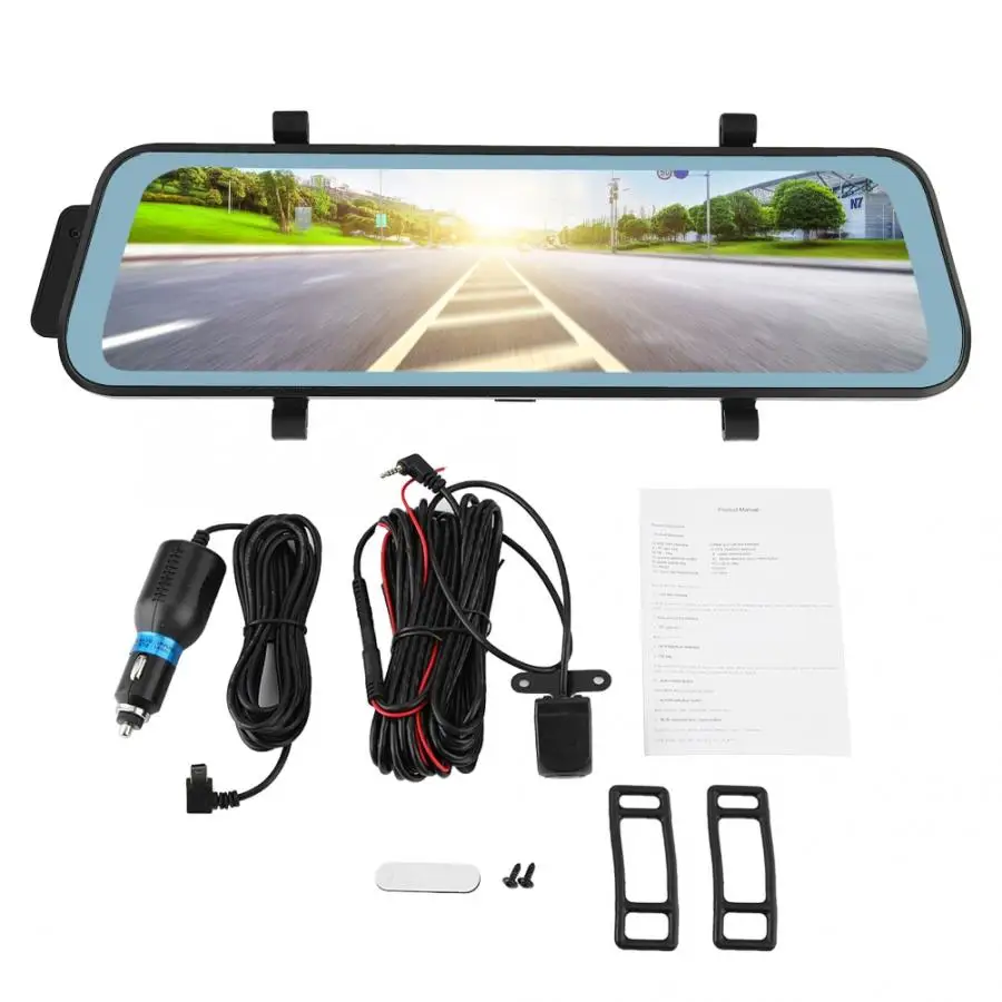 

rearview mirror camera 10inch 1080P Full Touch Screen Car DVR Stream Media Dual Lens Rearview Camera Night Vision car