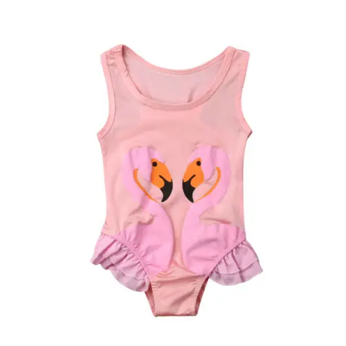 USA Toddler Kid Baby Girl Flamingo Floral Bikini Swimwear Swimsuit Beach Bathing