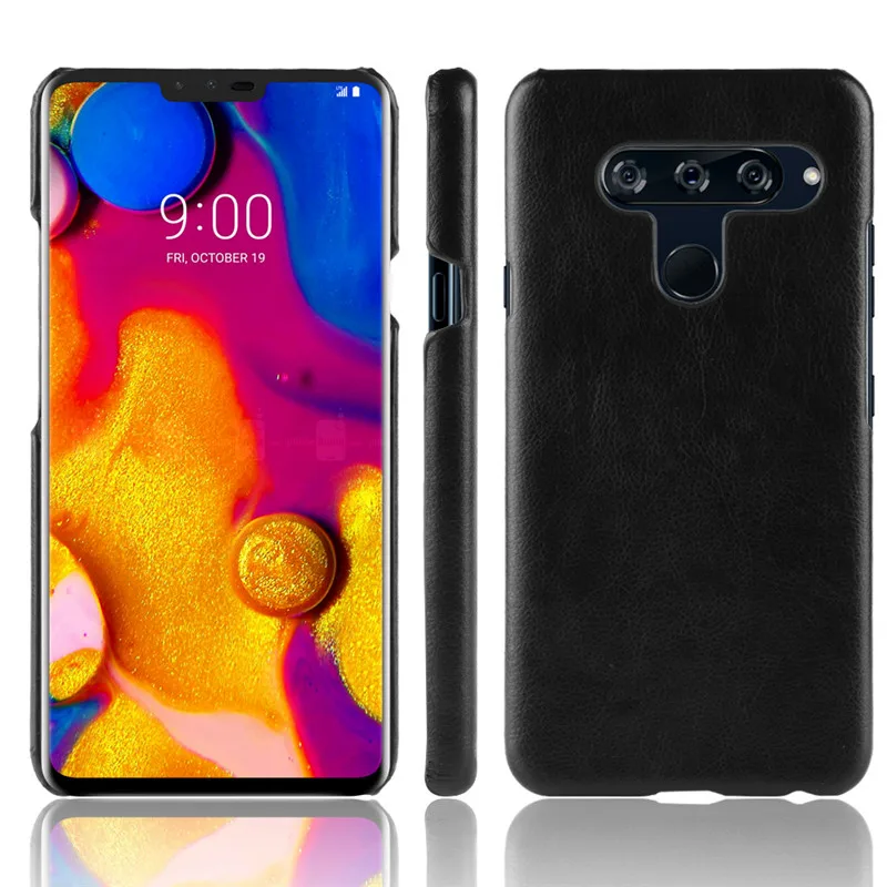 

For LG V40 ThinQ Cover Litchi Pattern Hard PC+PU Leather Back Cover Case for LG V 40 ThinQ Thin Q Phone Hard Cover