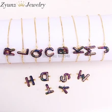 ZYZ298-2621 трендовые 26 Браслеты с буквами для женщин ювелирные изделия золотые цепочки Кристалл CZ камни браслет с инициалами