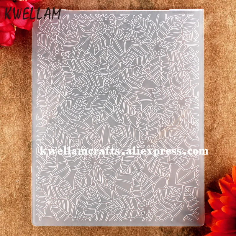 

Christmas Leaves Flowers Plastic Embossing Folder For Scrapbook DIY Album Card Tool Plastic Template 12.1x15.2cm KW8053127