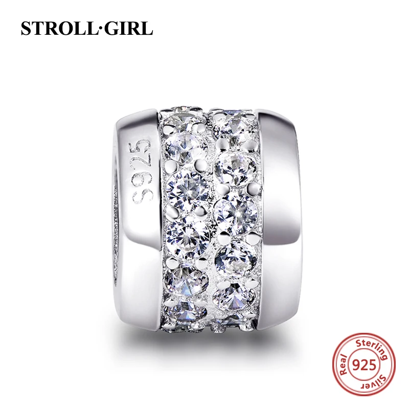 

Fit Authentic Pandora Bracelet Silver 925 Original middle white zircon Charms Pandora Beads Pendant Antique Jewelry style Gifts