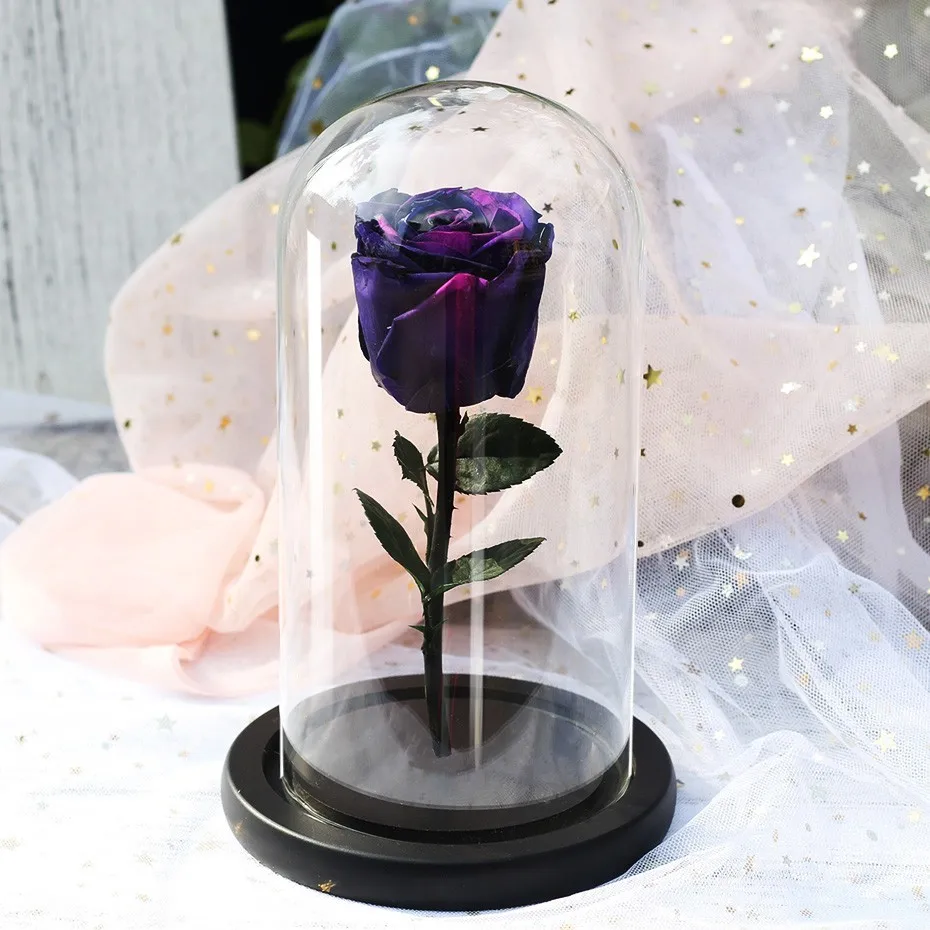 

Rose In Glass Dome Beauty And The Beast Eternal Rose Flower Floral Decor Valentines Day Gift Birthday Christmas Wedding Gift