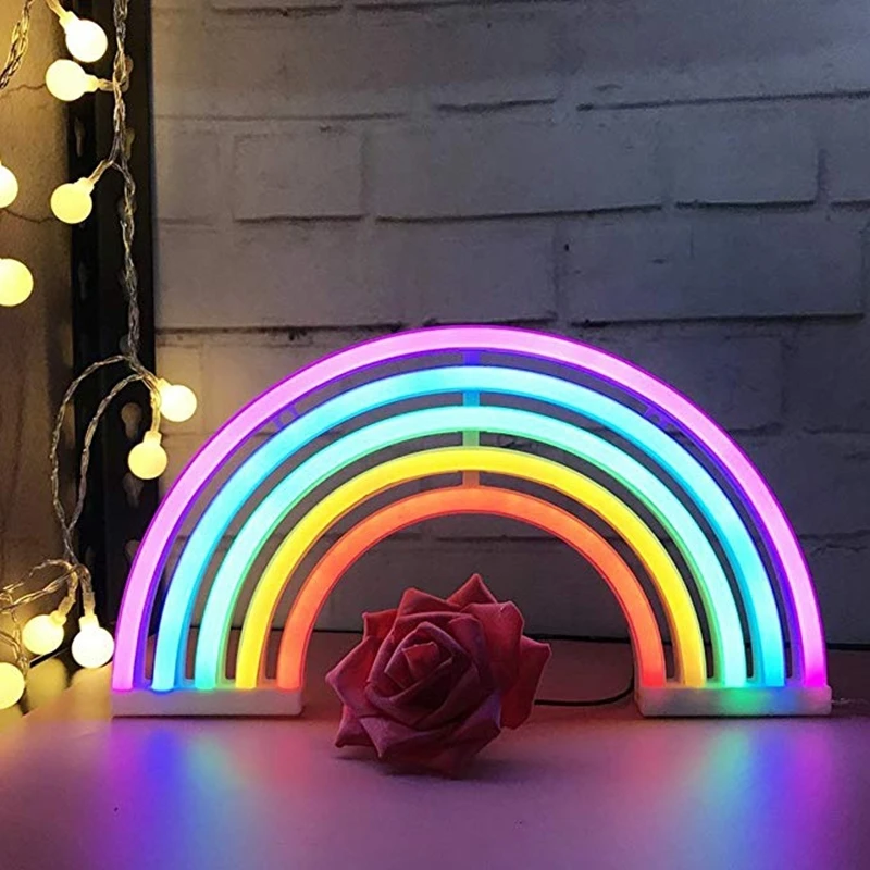 Us 12 78 12 Off Cute Rainbow Neon Light Signs Led Rainbow Decor Light For Girls Bedroom Neon Lamp Wall Decor Christmas Gift Party Neon Bulb Tube In