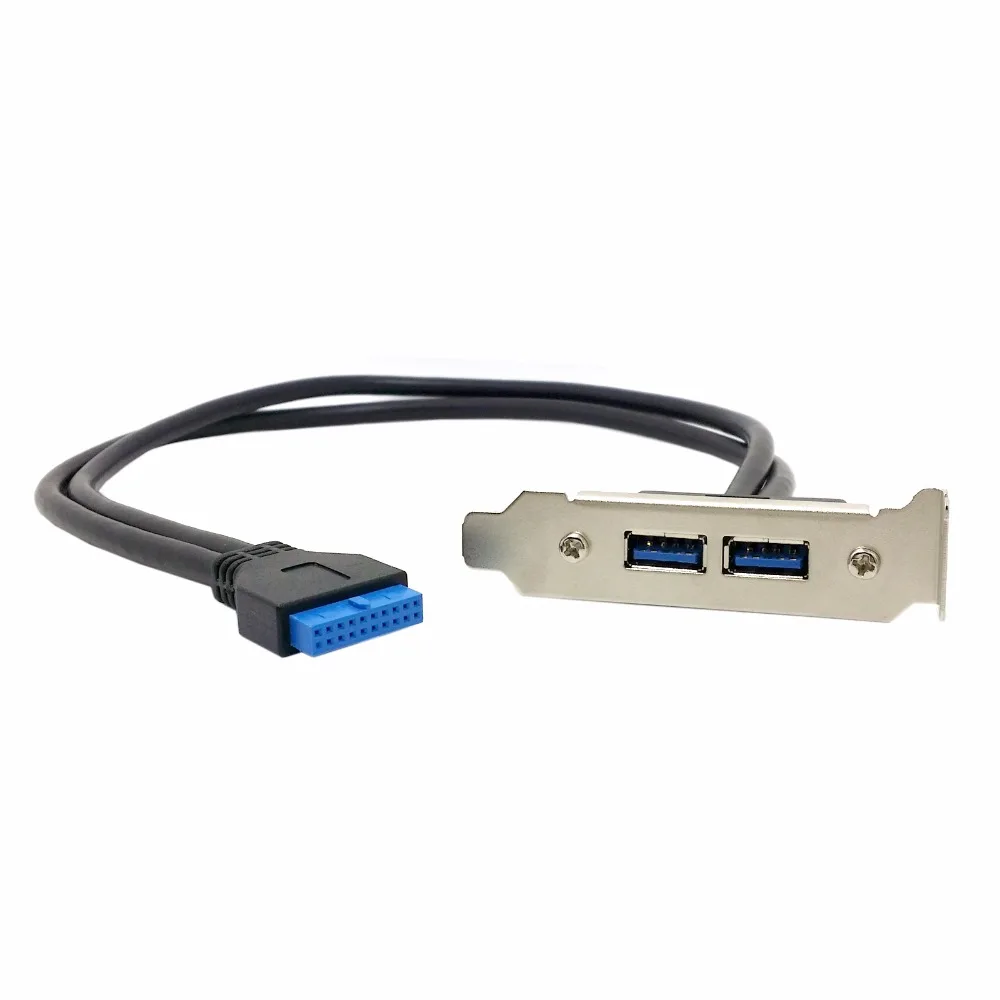 

USB 3.0 Female Back panel Dual Port to Motherboard 20pin Cable with Low Profile 95mm Height PCI Bracket 40cm