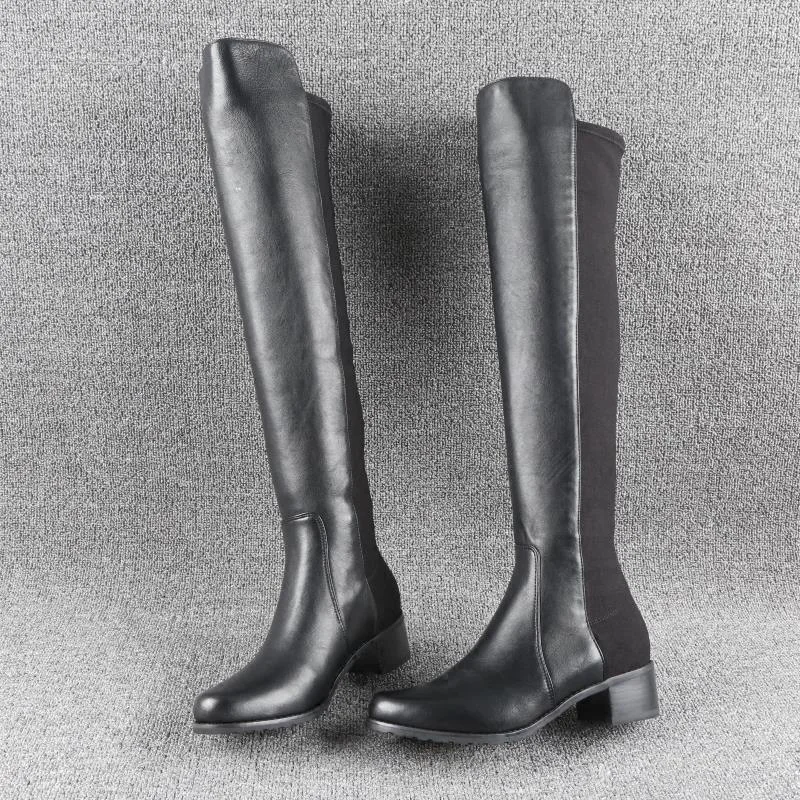 

Woman Elastic Genuine Leather High Long Overknee Flat Winter Women Boots